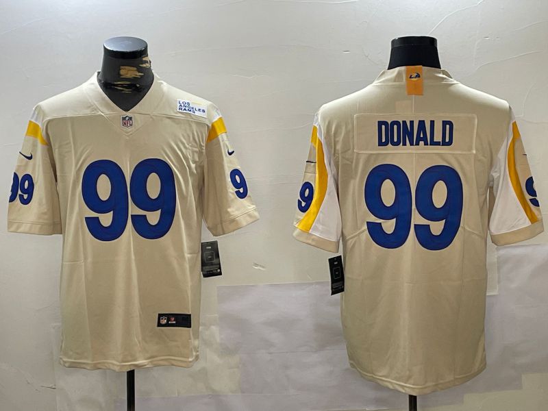 Men Los Angeles Rams #99 Donald Cream 2024 Nike Vapor Limited NFL Jersey style 1